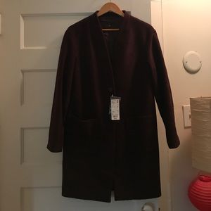 Uniqlo women’s soft wool blend collarless coat